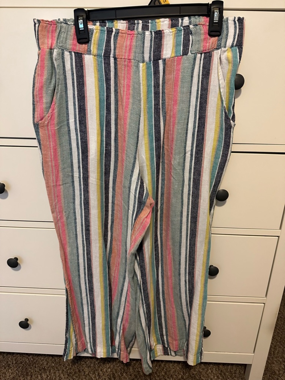 Indigo Rein Multicolor Striped Linen Pants - Pink, Yellow, Blue, Green, Navy